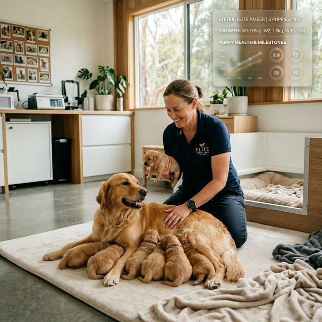 Chien prêt pour la promenade avec son harnais
